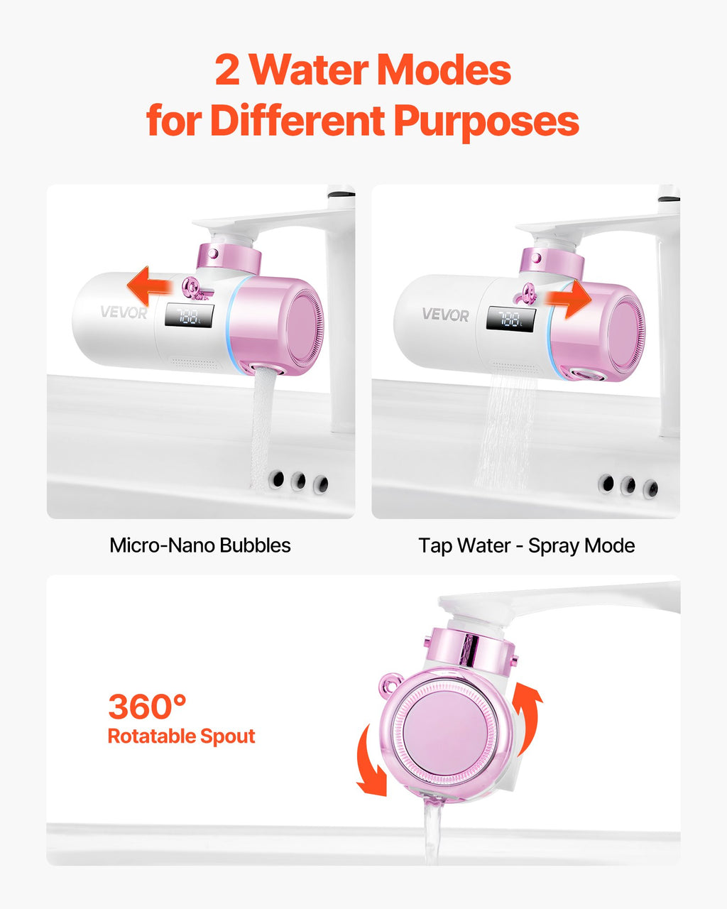 Skincare Water Filter Bathroom Sink Faucet Purifier For Skin PinkGold