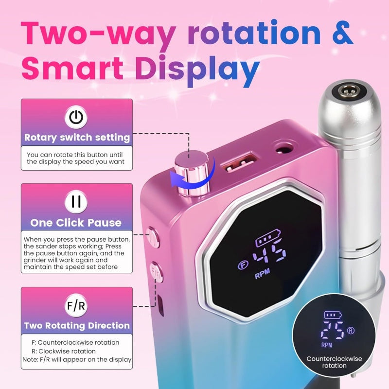 Electric Nail File Drill Machine USB Portable Manicure Pedicure UK