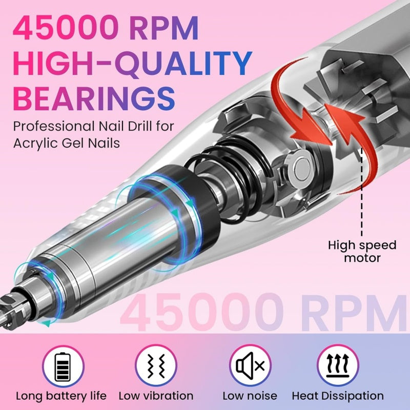 Electric Nail File Drill Machine USB Portable Manicure Pedicure UK